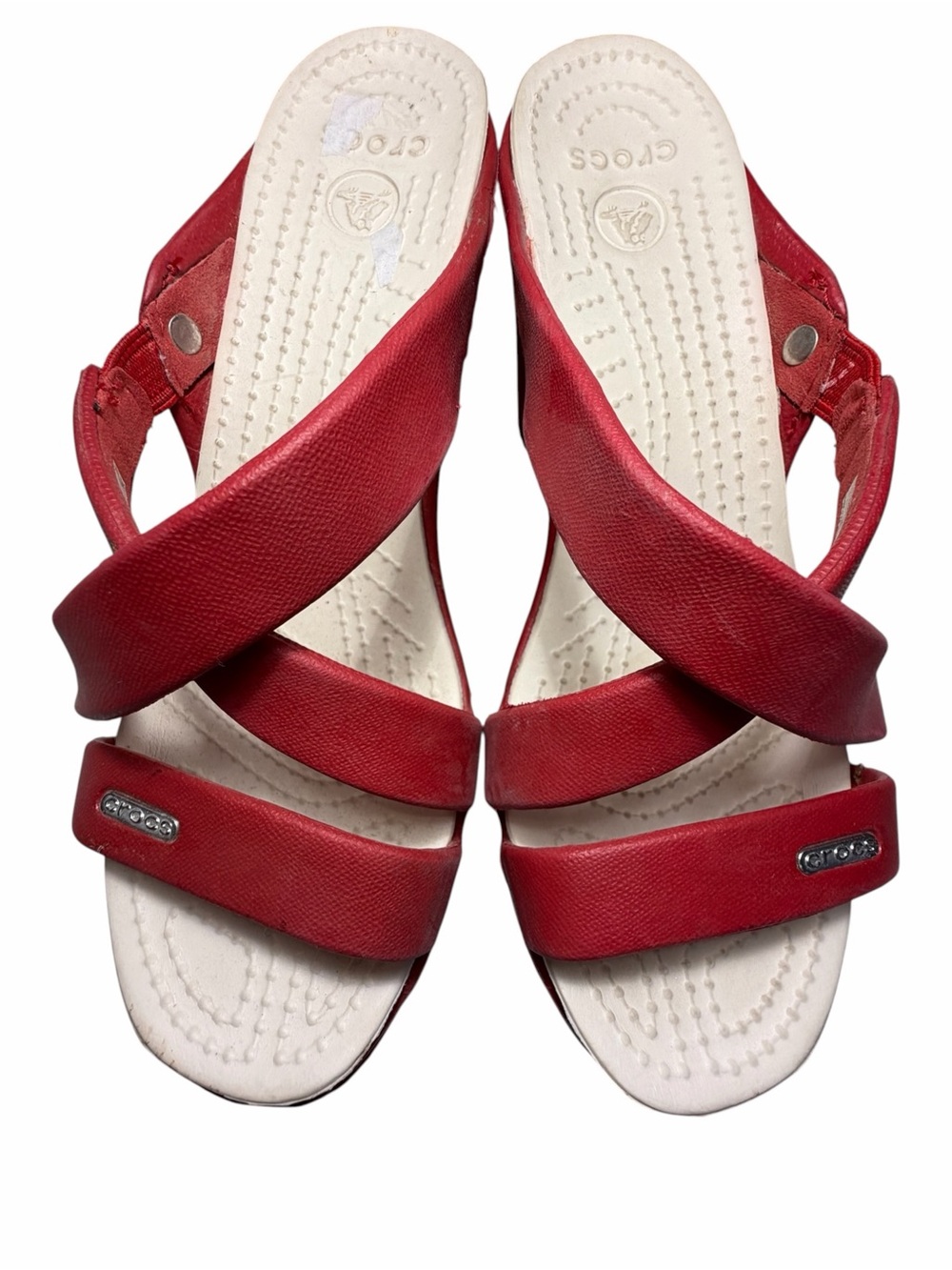 CROCS Women's Red Crisscross Slingback Sandals Sz 6